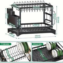 2-tier black metal dish drying rack