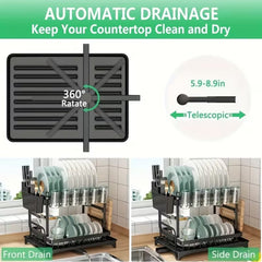 2-tier black metal dish drying rack