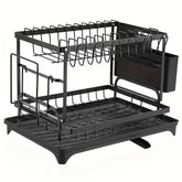 2-tier black metal dish drying rack